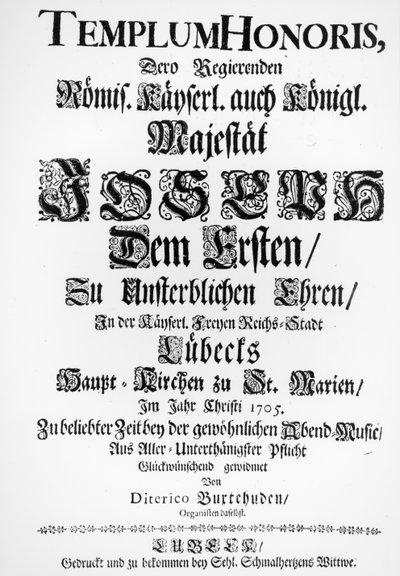 Titlepage of Abendmusik, 1705 by Dietrich Buxtehude